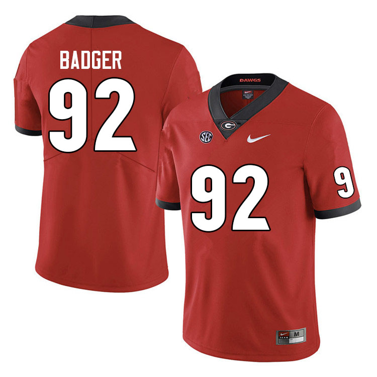 Men #92 Liam Badger Georgia Bulldogs College Football Jerseys Sale-Red Anniversary